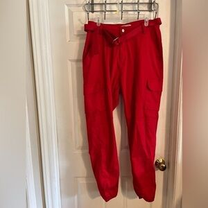 Love Moda cargo Pants Women’s XL 16 Red Tapered Ankle NWOT